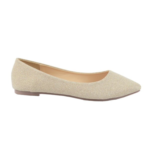 Chase + Chloe Shoes - NUDE GLITTER BALLET FLATS